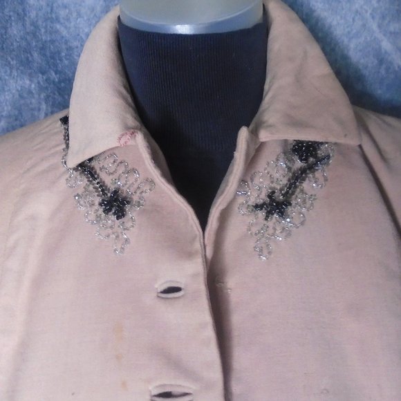 50s Pink Jacket with Rhinestones & Beading -- DAMAGED 1950s VINTAGE - Picture 3 of 12